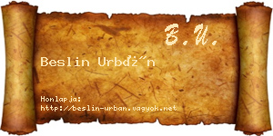 Beslin Urbán névjegykártya